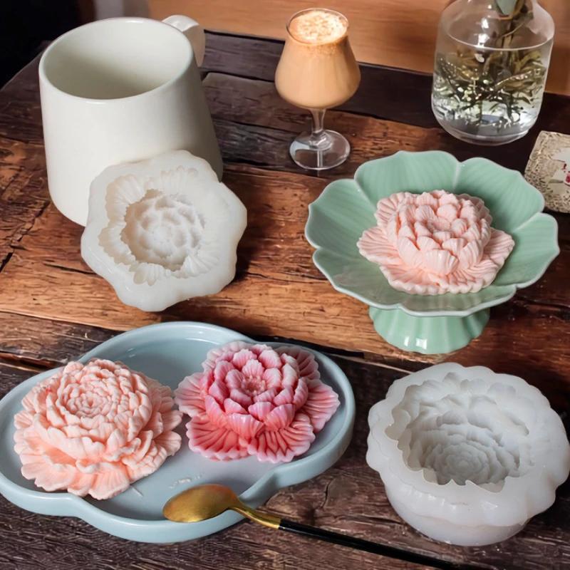 Peony Mousse Cake Silicone Mold Creative DIY Furong Flower Jelly Pastry Silicone Mold Aromatherapy Candle Decoration Mould