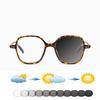 Leopard Print Oversized Round Vintage TR90 Full-rim Comfortable Photochromic Reading Glasses +0.75 To +4