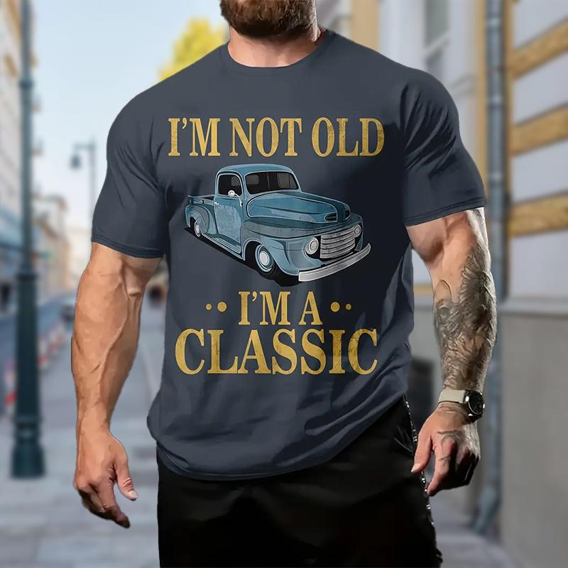 New Summer Men's Fashion T-shirt Personality Car Printed Men's T-shirt Top