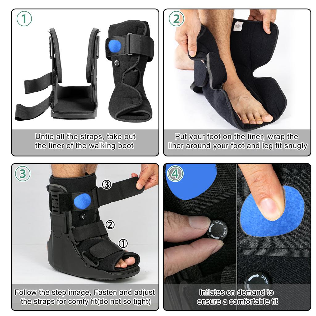 Air Walking Boot Fracture Boot Short Walker Protective Boot Fits Left or Right Foot Ankle for Injuries Fractures Sprains