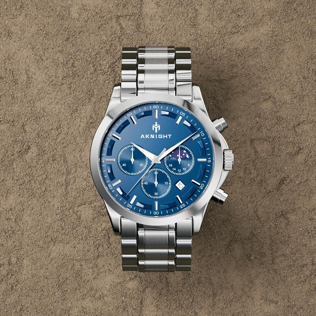 BENYAR AKNIGHT Japanese Stainless Leather Compatible with Business Casual Sports Chronograph Included Men's Watch, Quartz, Steel, Strap, Watches,