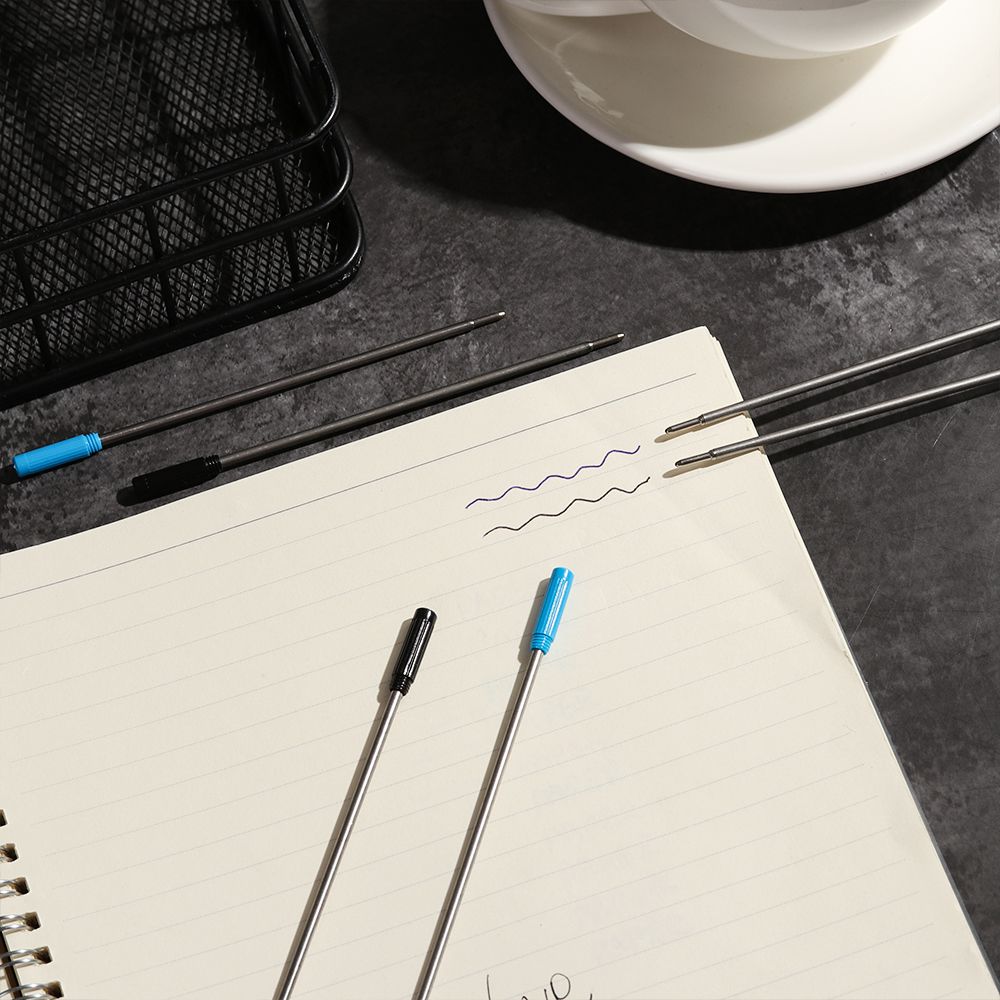 5 pcs/lot School Signature Writing Tool Ballpoint Pen Refills Metal Blue/Black Ink Medium Nib Core