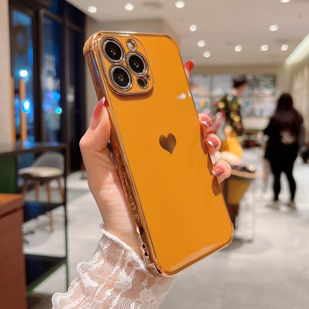 Подходит для 16 Apple 17promax гальванический боковой чехол-сердечко 15promax чехол для мобильного телефона XR гарантия 14pro чехол XS
