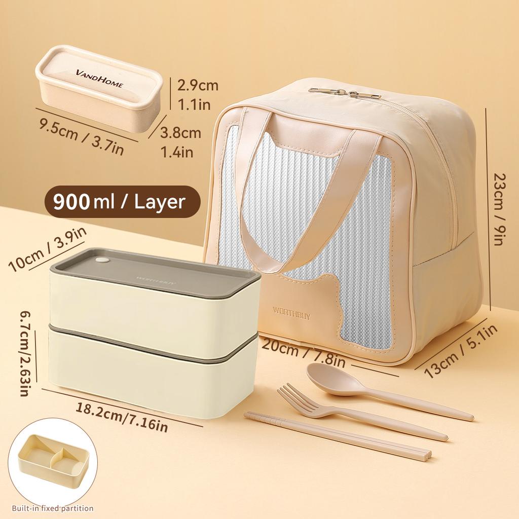 WORTHBUY Portable Divided Plastic Bento Lunch Box With Lid Microwave Heatable Stackable Sealed Lunch Contianer For Students Kids