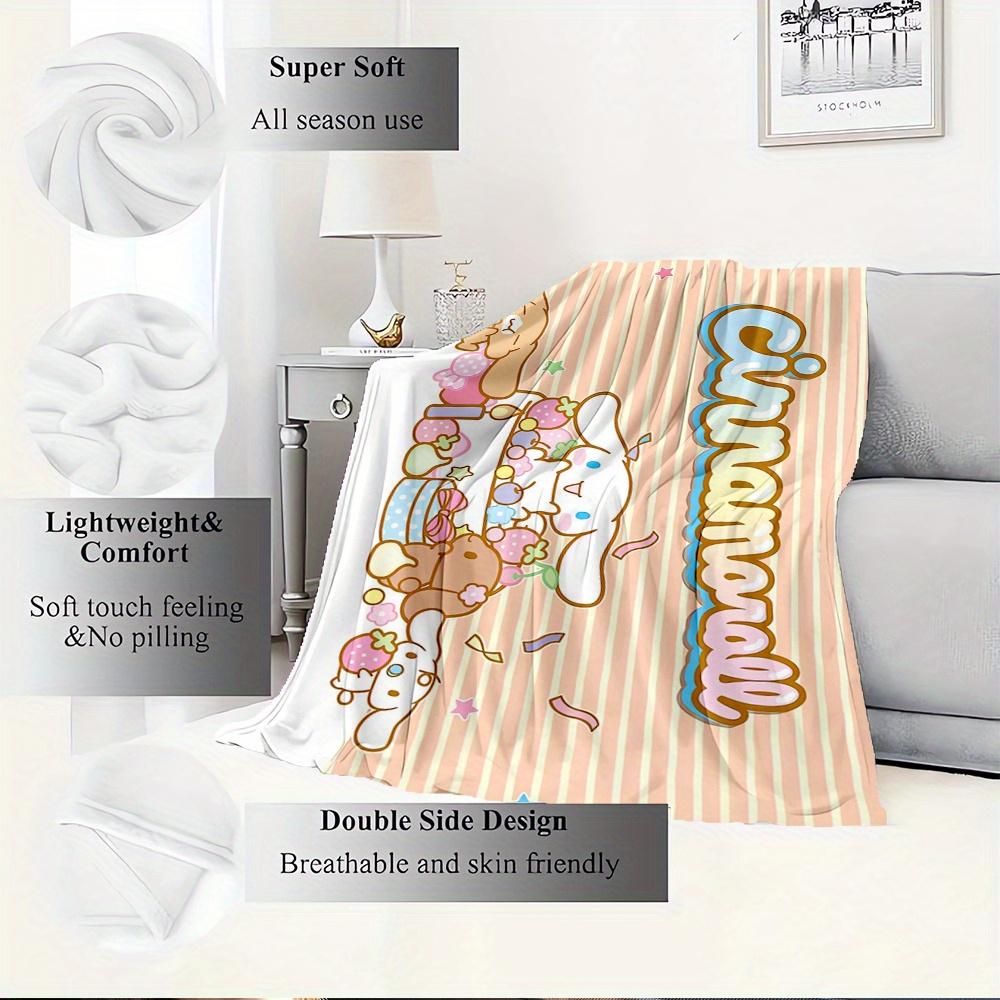 1pc Cinnamoroll, Cute, DessertDigital Print Flannel Throw Blanket, Super Soft Plush Fleece Bedspread, Multipurpose All-Season Hypoallergenic
