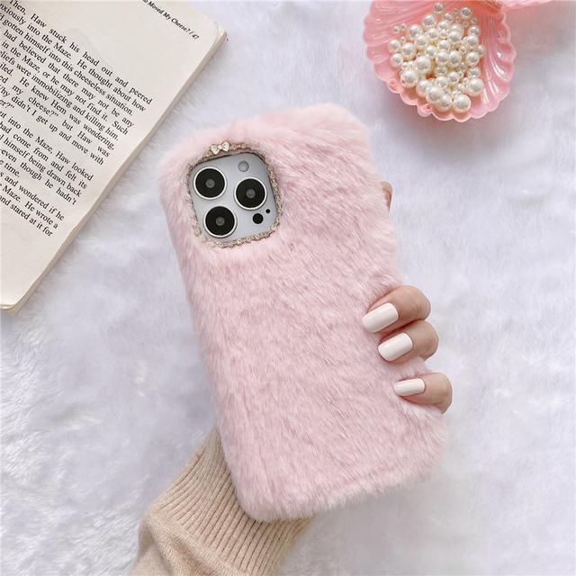 Милый маленький плюшевый чехол для iPhone 13 12 11 Pro XR XS Max 6s 7 8 Plus/Redmi 9 9a 9T Note 10 8A 8T 8pro/Samsung/huawei, мягкий зимний теплый меховой чехол