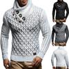 Autumn And Winter European And American Fashion Men'S Clothing Leather Buckle Knitted Sweater Pullover Turtleneck Men'S Loose Coat