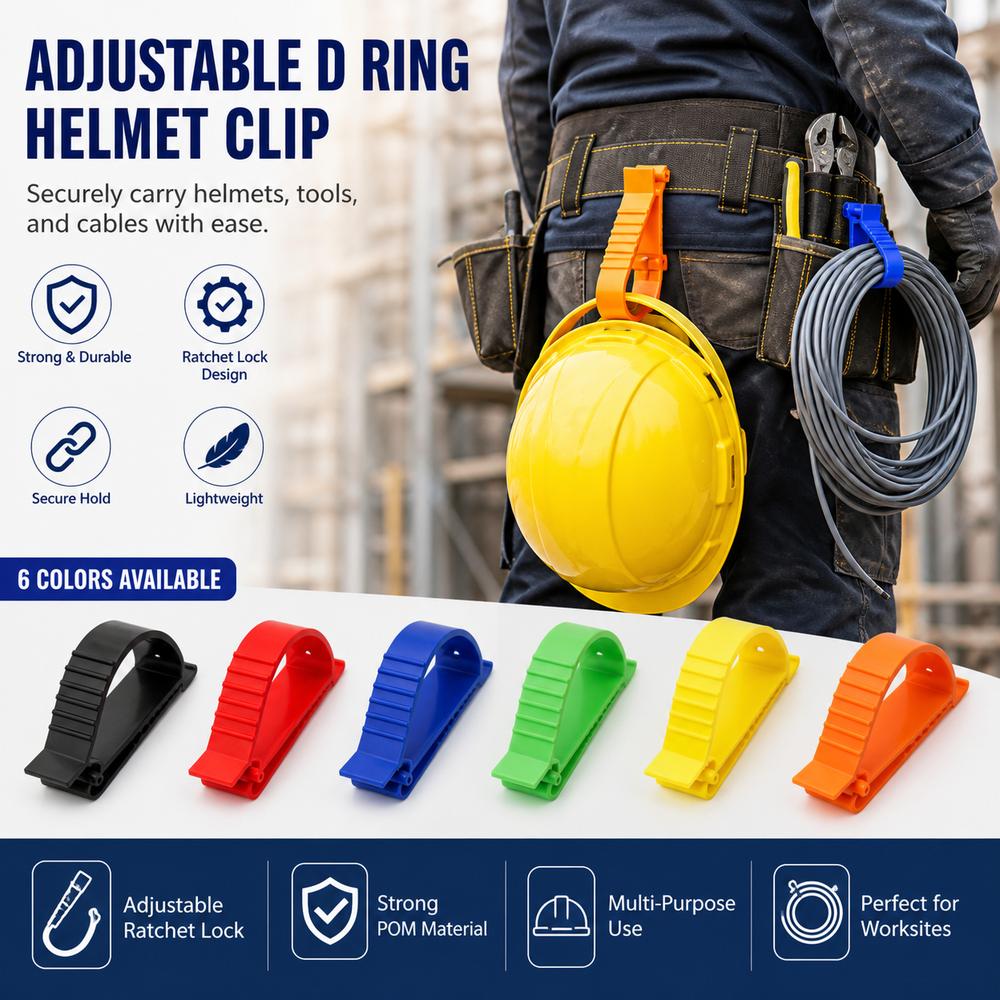 POM Safety Helmet Clamp D Ring Key Chains Clips New Earmuffs Clamp Hard Hat Accessories