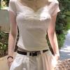 T Shirt With Lace Butterfly Bow Summer Womens White Oversize Designer Cotton