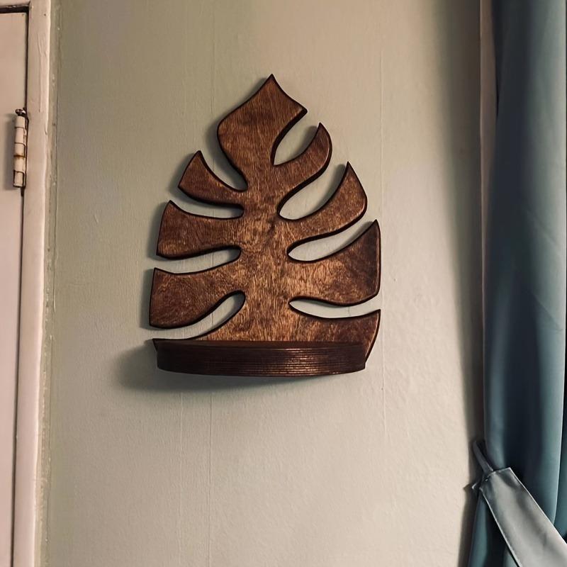 Simple Wooden Leaf Decorative Wall Shelf - Small Storage Rack for Home Decoration, Very Suitable for Small Plants and Small Items, Wooden Decoration