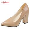 Aphixta 2025 New 10cm Square Heels Pumps Women Shoes Patent Leather Sexy Wedding Party Official Leisure Super Big Szie 31-50