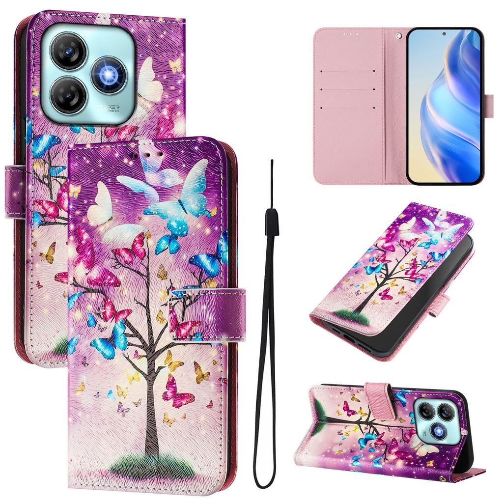 Butterfly Tree Luxury Painted Leather Case Wallet Book Style Cover for ZTE Blade A52,A53,A73,V50 Vita,V40S,V60,A35,A55,A75...