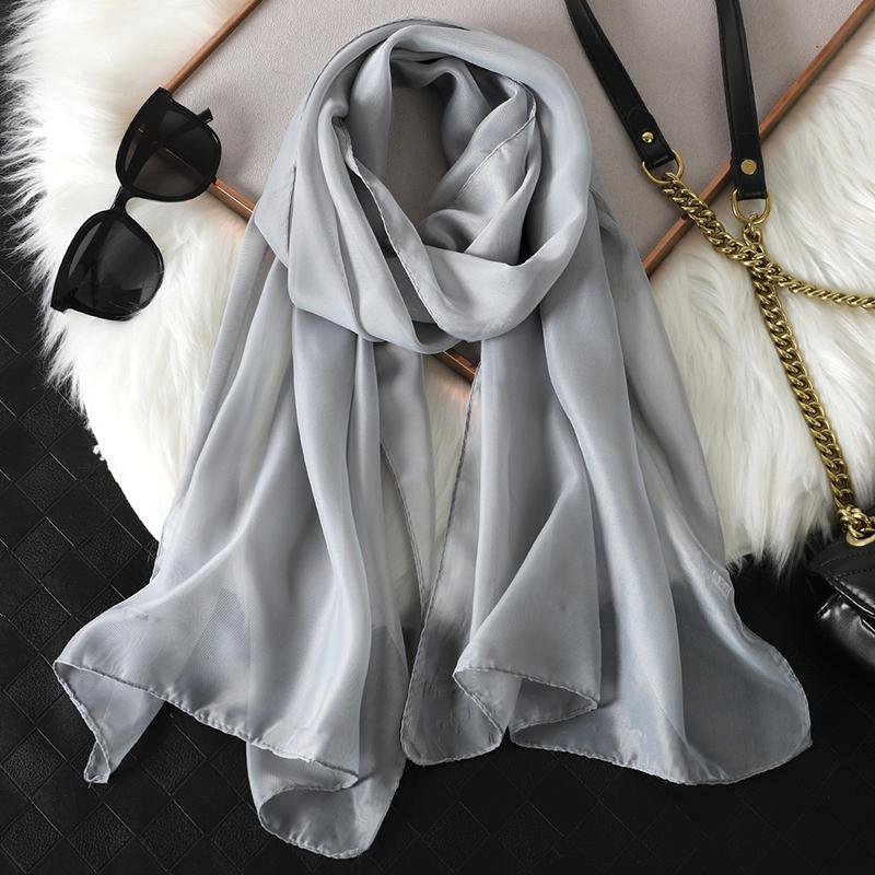 New Fashion Summer Women Soild Color Beach Scarf Silk Shawls Headband Female Headband Wraps Sunscreen Hijab Wholesale