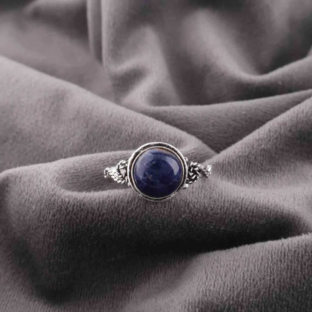 Sodalite Ring Gemstone Jewelry, 925 Solid Sterling Silver Ring, Handmade Designer Jewelry Gift For Mom