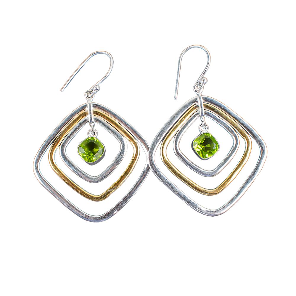 Peridot Gemstone 925 Sterling Silver Handmade Jewelry Drop/Dangle Earrings 2.44" EE-70-9