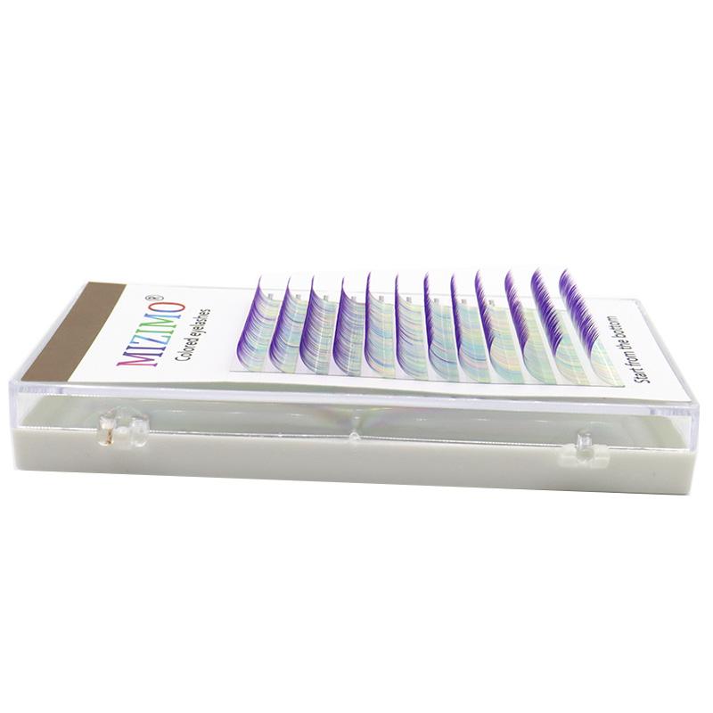 Цвет, прививка, накладные ресницы, смешанный фиолетовый, 0,07 мм, C/D, разная длина, макияж, наращивание.