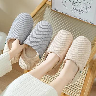 Осень и зима новые японские термоплюшевые домашние тапочки с мягкой подошвой, нескользящие, для мужчин и женщин, бесшумные, хлопковые тапочки для пары, послеродовые