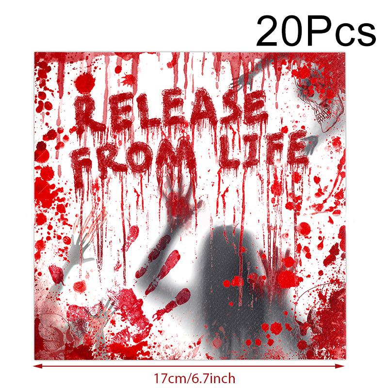 Halloween Party Decorations Bloody Handprints Paper Plates Tablecloths Party Tableware Sets