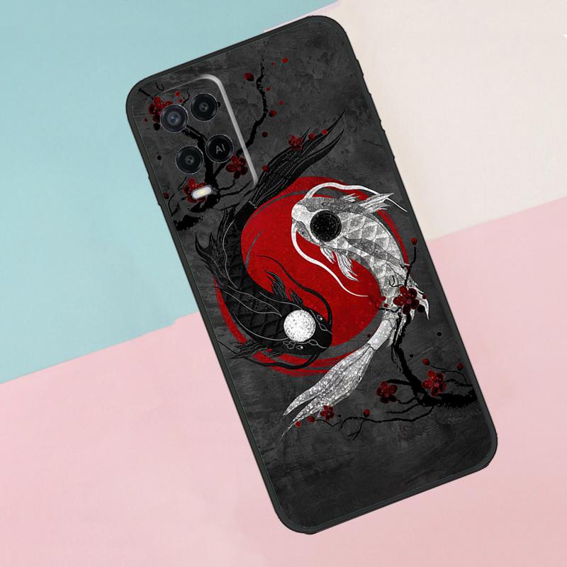 Чехол для телефона Oppo A18 A38 A78 A98 A96 A58 A17 A77 A80 A40 A60 A16 A76 A74 A94 A54 A15 A57S с изображением рыбы кои в стиле Инь-Ян