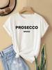 Women'S Casual Crew Neck T-Shirt with "PROSECOO MOOD" Lettering Polyester Knit Fabric Short Sleeve Top for All Seasons