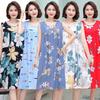 Summer Middle-Aged Elderly  Silk Women's Dresses Large Size Mother's Casual Homewear