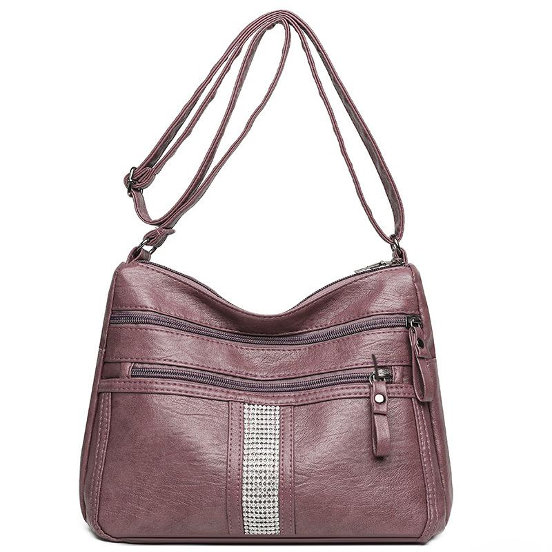 Сумка через плечо из мягкой кожи, сумка на плечо в стиле ретро, простая модная сумка большой вместимости с несколькими карманами для женщин