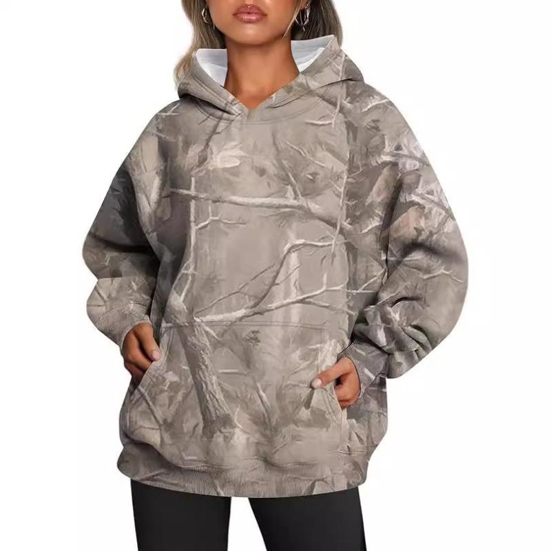 Осень-зима Женская толстовка с капюшоном Plus Velvet Fashion Printed Loose Fit Pullover Sweatshirt Hoodies