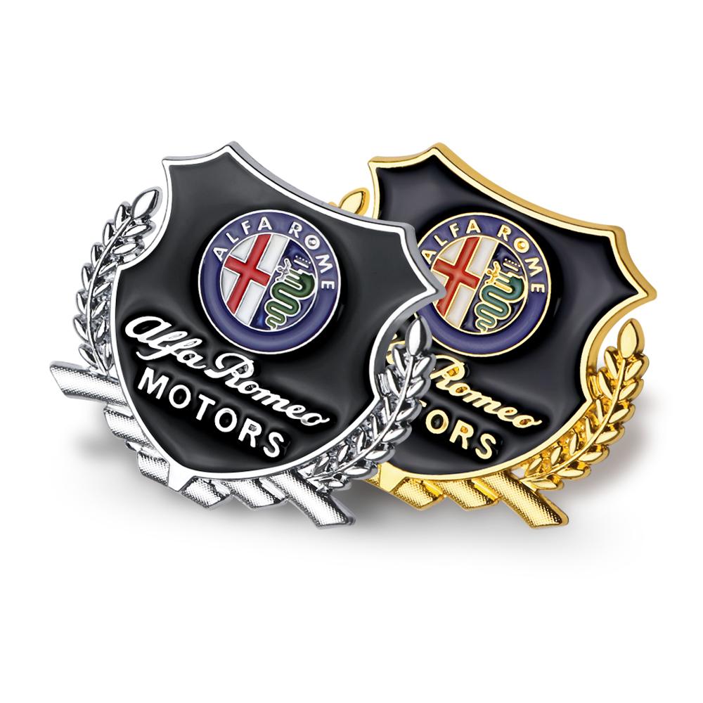 2pcs 3D Metal Emblem Design Car Body Window Decor Stickers Auto Styling For Alfa Romeo 159 Stelvio Volante Giulietta Mito 147 F1