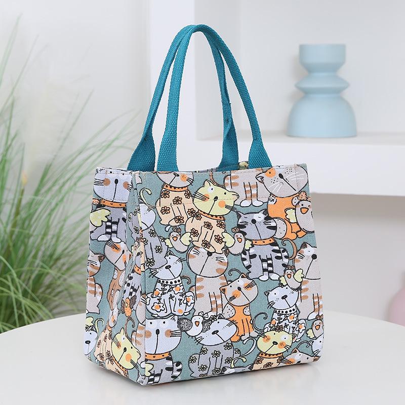 Cat Print Canvas Tote: Portable Lunch, Picnic & Work Bag