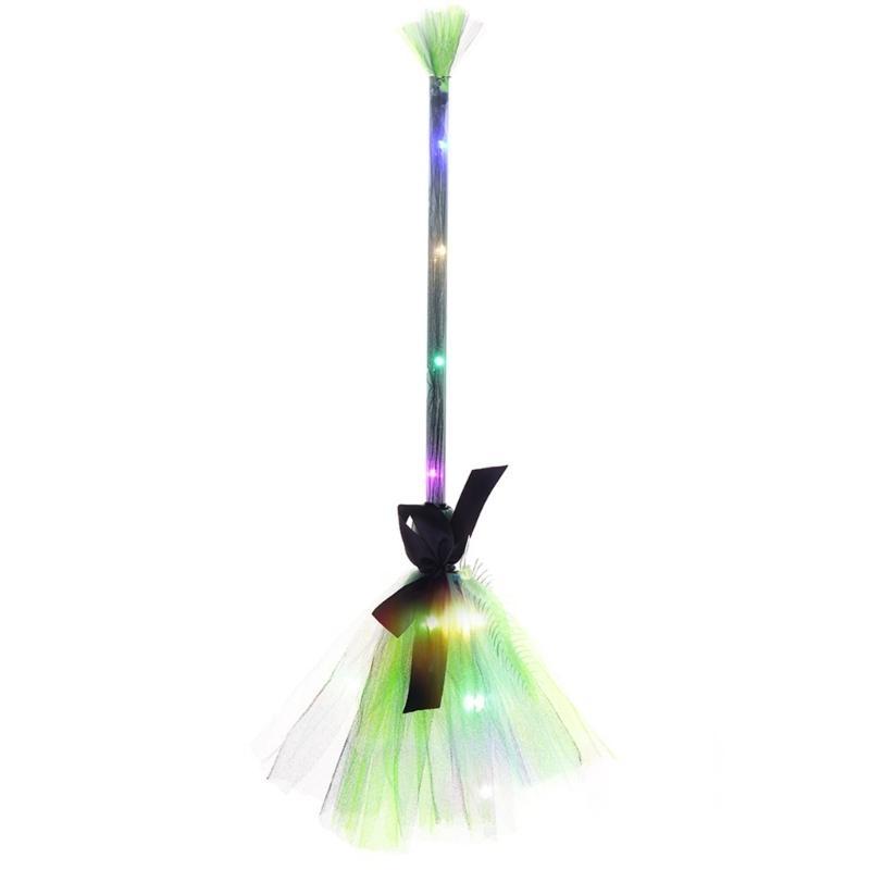 Halloween Party Lighted Witch Broom Plastic Broomsticks Kid Broom Props for Halloween Cosplay Decoration
