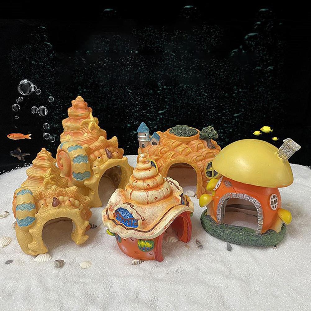 Resin Ornaments Fish Shrimp Hideout Caves Escape House Layout Prop Aquarium Fish Tank Landscaping Decoration