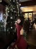 Red Backless Long Sleeve Battle Robe Dress - Women's Autumn/Winter Waist-Cinched Short Skirt