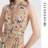 ELLASSAY Spring Elastic Waist Halter Midi Dress for Women