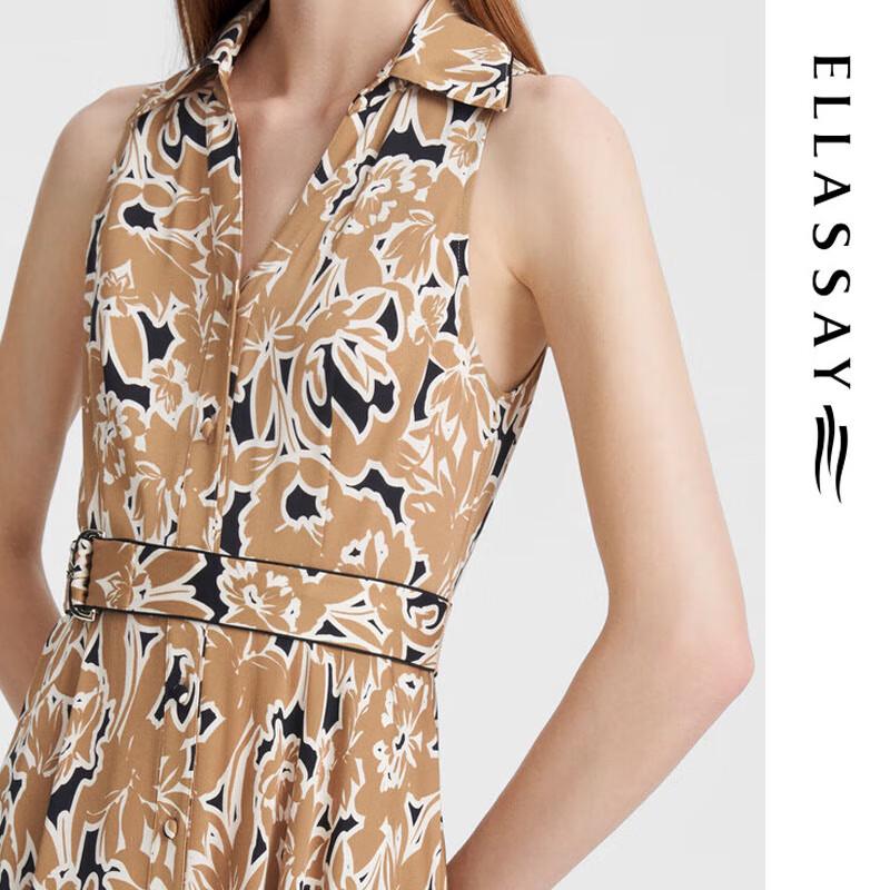 ELLASSAY Spring Elastic Waist Halter Midi Dress for Women