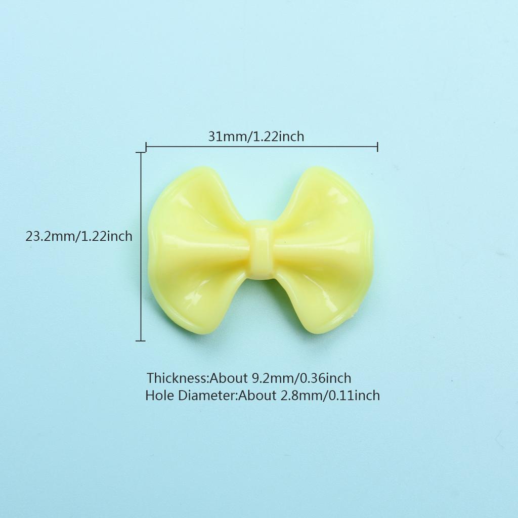 Hanmade Cream Bow Beads Handmade Perforated Pendant 23.2*31mm DIY Fashion Acrylic Candy Color Bowknot