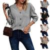 Женский модный повседневный однотонный трикотажный свитер на пуговицах с V-образным вырезом и длинным рукавом, удобная футболка свободного кроя
