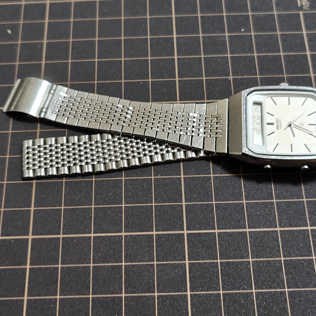 Б/У Рабочее состояние Мужские часы SEIKO Ana-Digi Двойной дисплей 80-е Новая батарея Управление K26