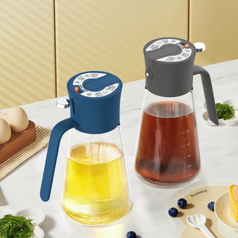 Бутылка-спрей для масла 2в1 Стеклянная бутылка для масла для готовки Защита от протечек Бутылка для хранения оливкового масла Барбекю Аэрофритюрница Кухонные принадлежности Инструменты 2025