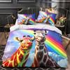 3D Printed Giraffe Pattern Duvet Cover Microfiber Soft Breathable Animal Skin Bedding Set with Pillowcase for Bedroom Home Decor
