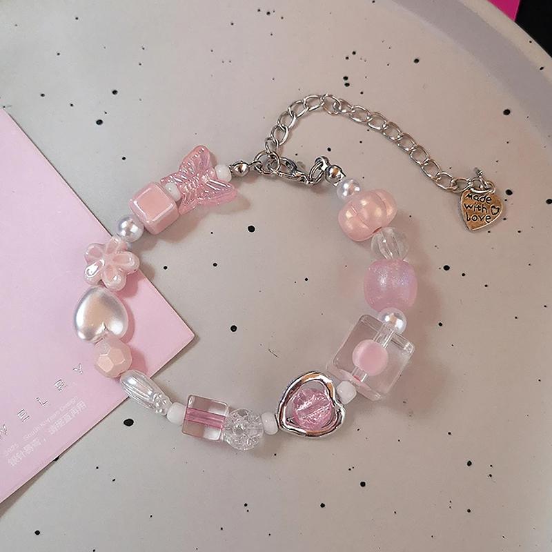 Готический Харадзюку милый Y2K ручной работы эстетический браслет с подвесками в виде сердца и звезды для женщин и девочек винтажные гранжевые эмо 2000-е аксессуары