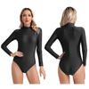 Womens Mock Neck Long Sleeve Bodysuit Solid Color Zipper Back Stretchy Leotard Gymnastics Dance Jumpsuit