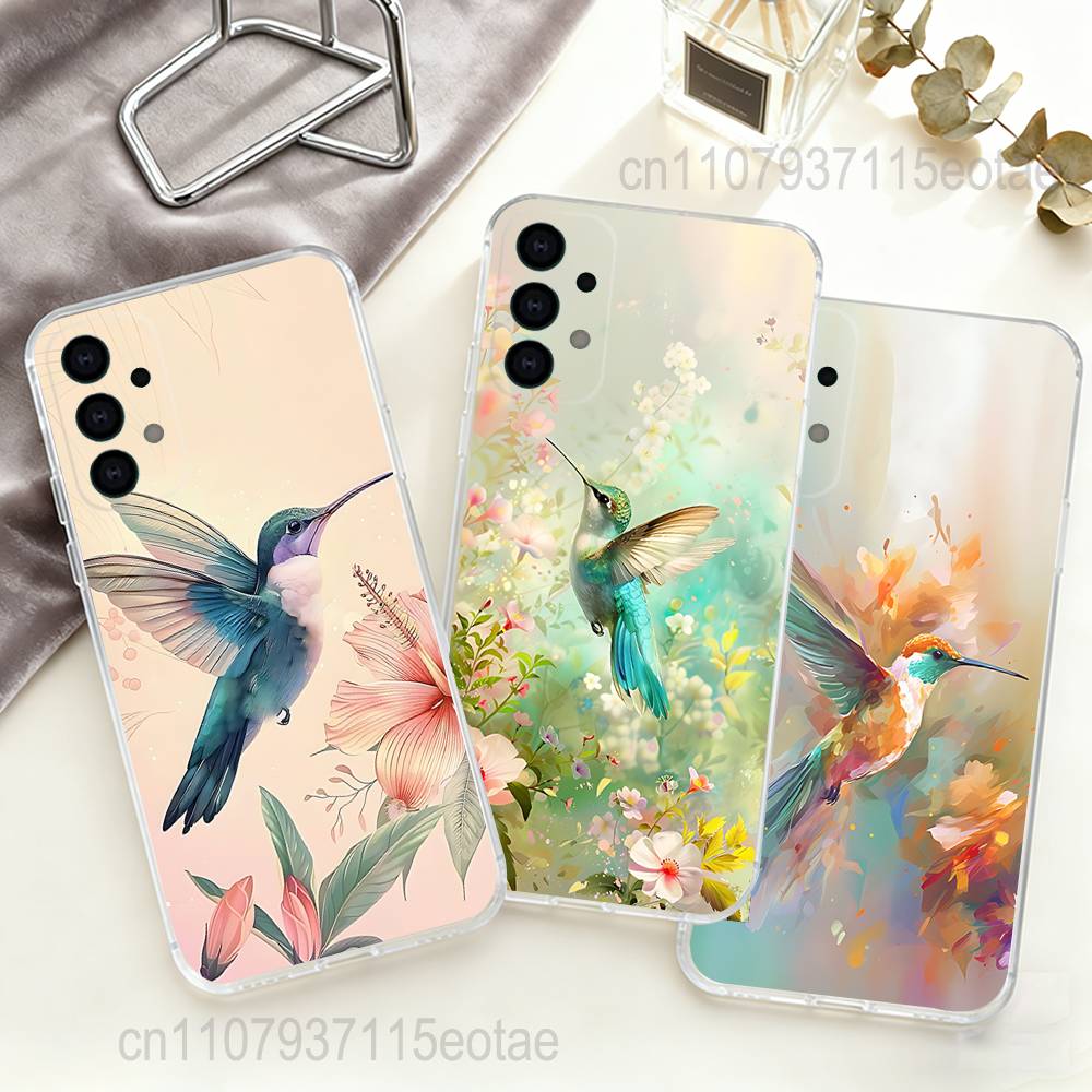 Чехол для телефона с рисунком колибри для Samsung S30, S25, S24, S23, S21, S22, S20, S10, 5G, FE, lite, PIus, Ultra Прозрачная крышка