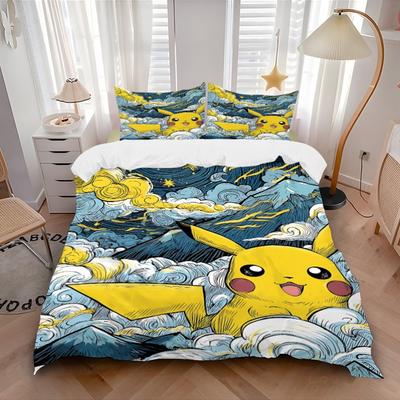3 шт. Пикачу, Набор постельного белья Pokémon: Идеально подойдет для спальни или гостевой комнаты.. Мягкий и удобный, без стержня yy251009182
