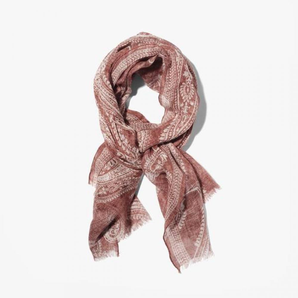 Paolo Albizzati Printed Linen Scarf Paisley 1 Brown Azf1m80004a50