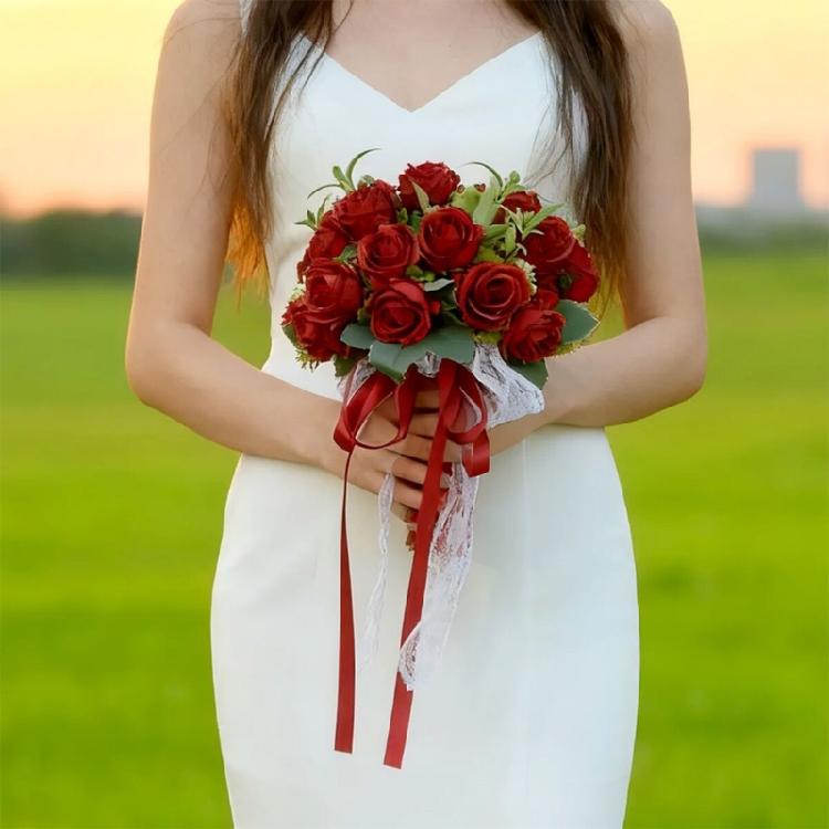 Искусственный Цветок Розы Свадебный Букет Многоразовый Шелковый Цветочный Ансамбль из Роз Для Свадьбы Юбилея Фотографии Важный Элемент