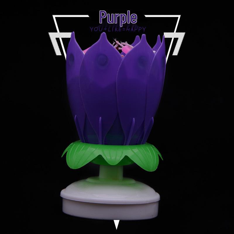 Двухслойная вращающаяся музыкальная свеча-лотос для торта на день рождения