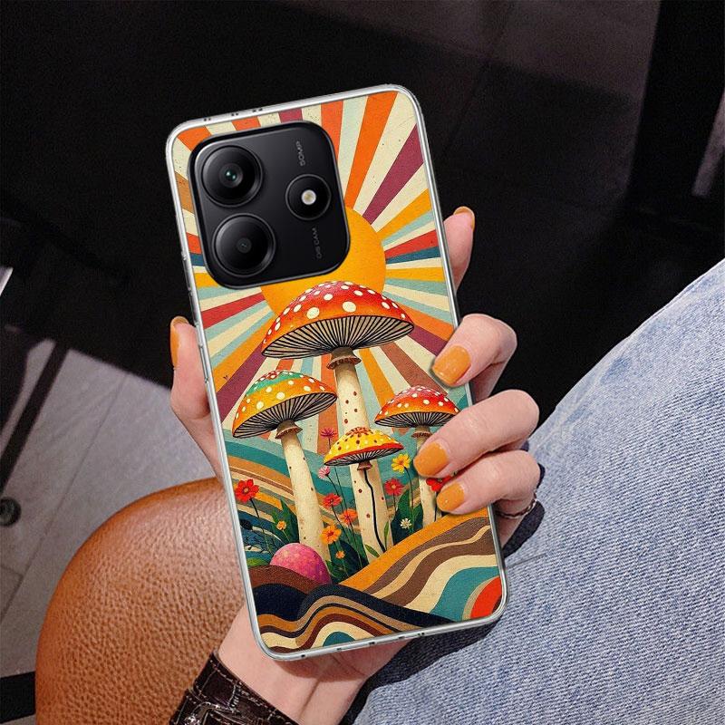 Boho Hippy Mushroom Sunrise Phone Case For Xiaomi Redmi Note 15 14 13 12S 12 11 Pro Plus 14S 11S 11E 10 10S 11T 5G Personalized