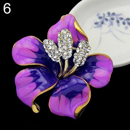 Bridal Wedding Jewelry Rhinestone Lily Flower Scarf Brooch Pin Lady Party Gift
