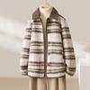 Checked Wool Autumn and Winter New Korean Version Simple and Fashionable Contrast Jacket Warm and Versatile Lapel