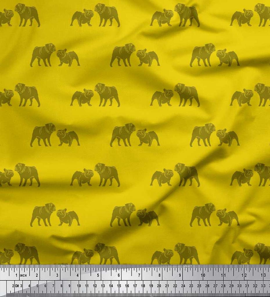 Soimoi Японская креп-сатиновая ткань с принтом Bull Dog на метр шириной 42 дюйма